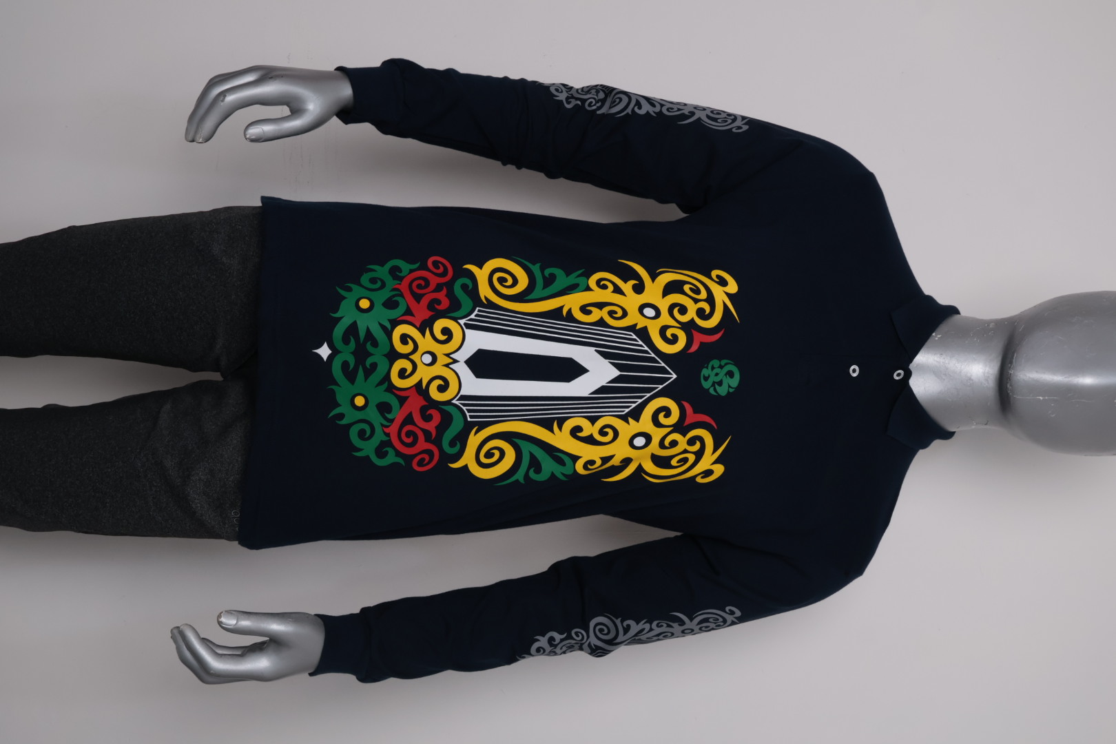 Polo Dayak Telawang Bunbes Abdul Combed 24s Navy (Panjang)
