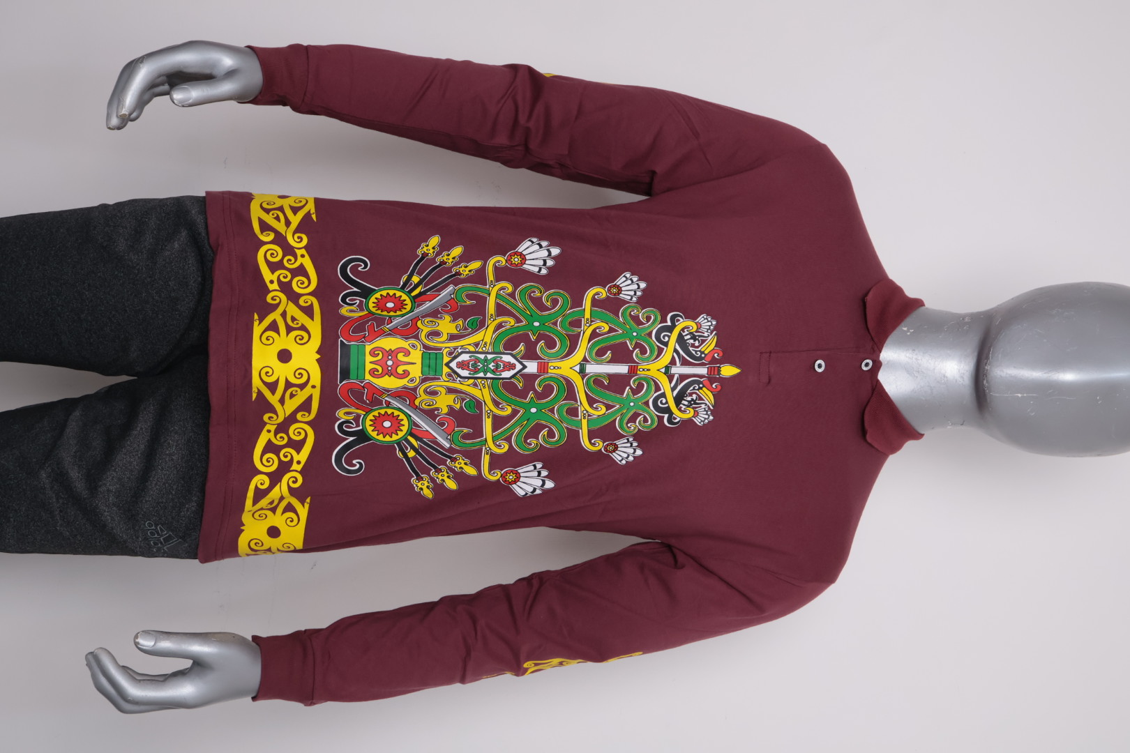 Polo Dayak Batang Garing 5 Abdul Combed 24s Red Plum (Panjang)