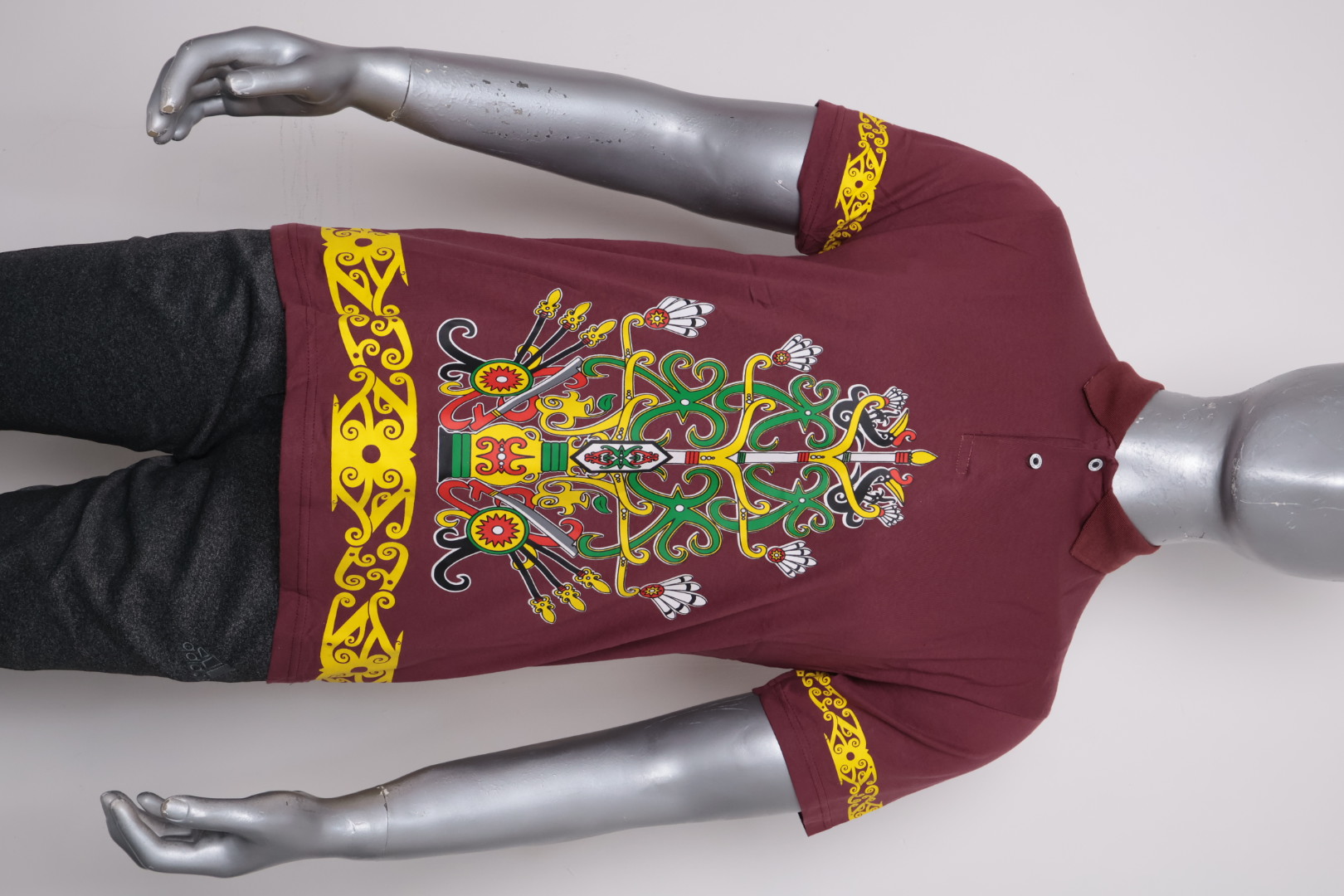 Polo Dayak Batang Garing 5 Abdul Combed 24s Red Plum (Pendek)