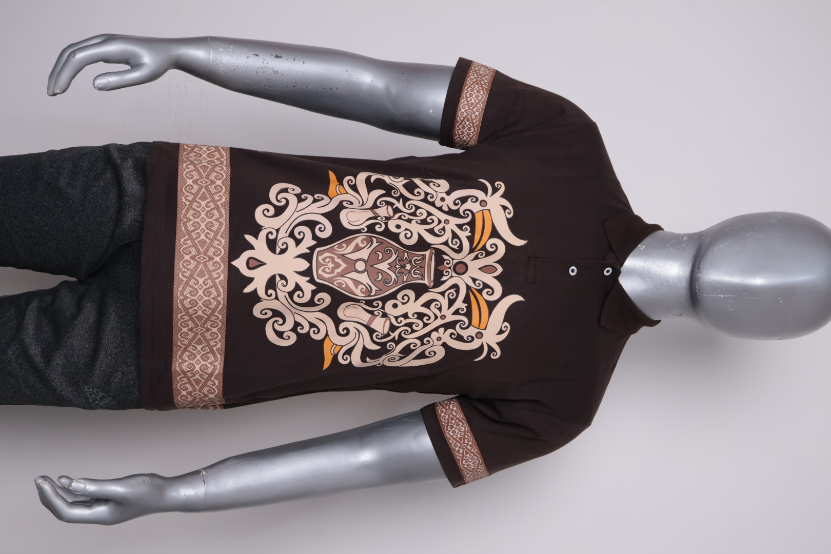 Polo Dayak Balanga Tingang Abdul Combed 24s Coklat Kopi (Pendek)