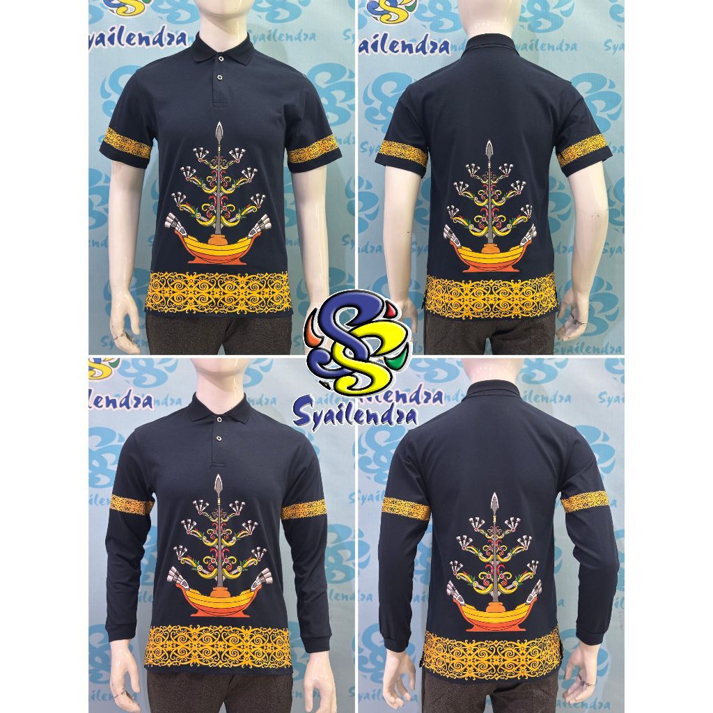 Polo Dayak Batang Garing 607 Semi Combed 24s Navy (Panjang)